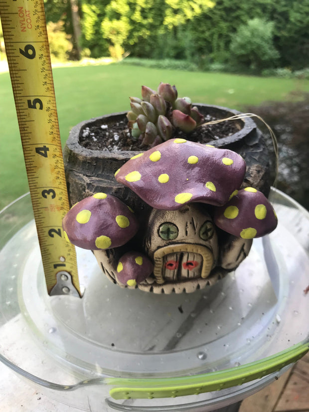 Premium Unique one of a kind Hand Made Clay planter with drainage hole for succulents. Plant is NOT included