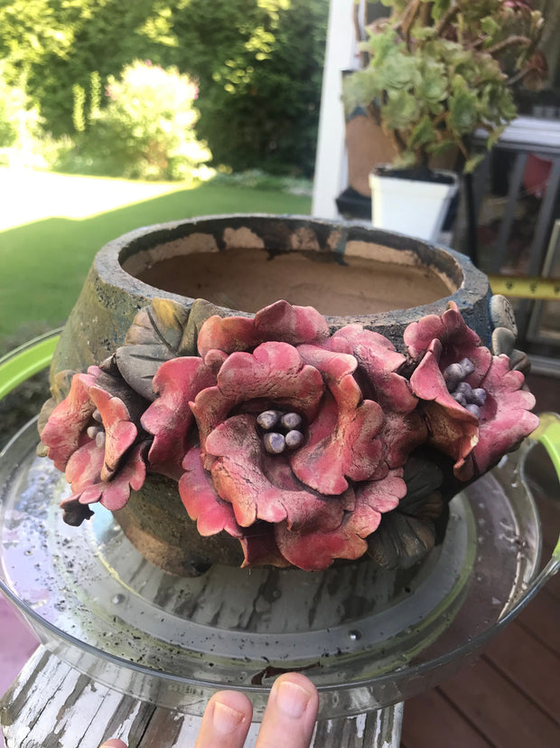 Premium Unique one of a kind Hand Made Clay planter with drainage hole for succulents.