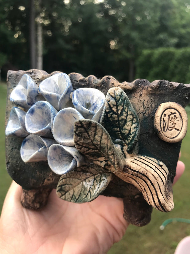 Premium Unique one of a kind Hand Made Clay planter with drainage hole for succulents.